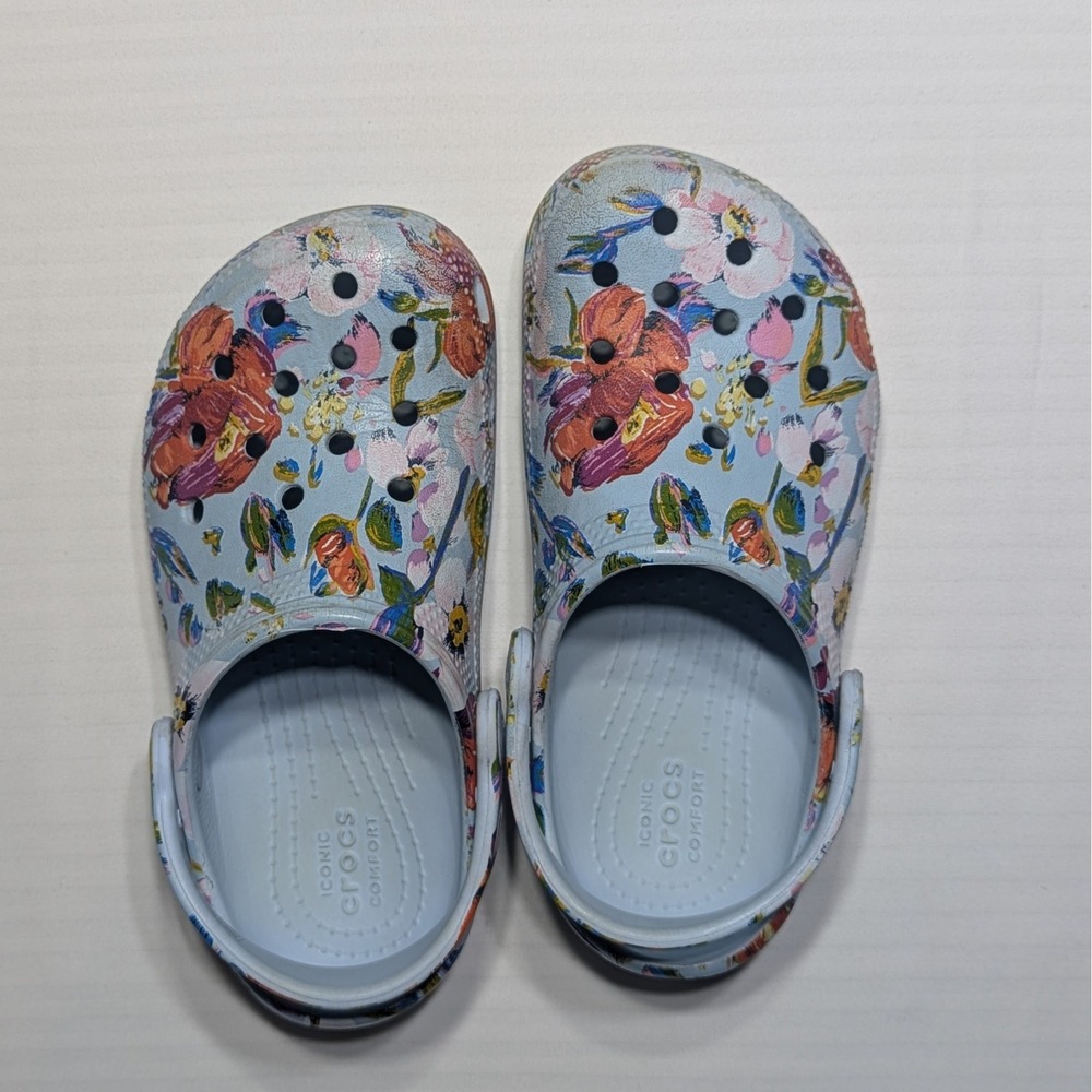 Crocs Kids Classic Clog Vera Bradley Floral Morning‎ Shell Blue C11 Cottagecore